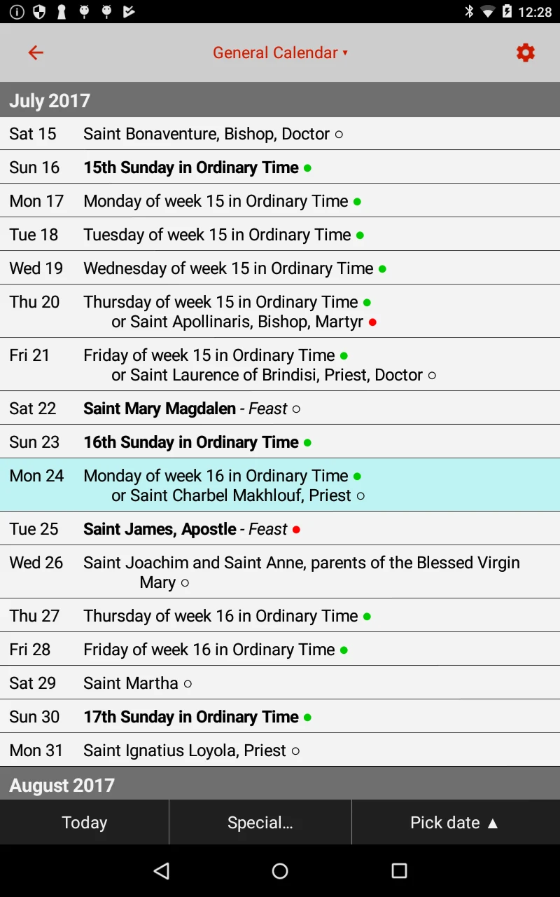 Catholic Calendar: Universalis screenshot