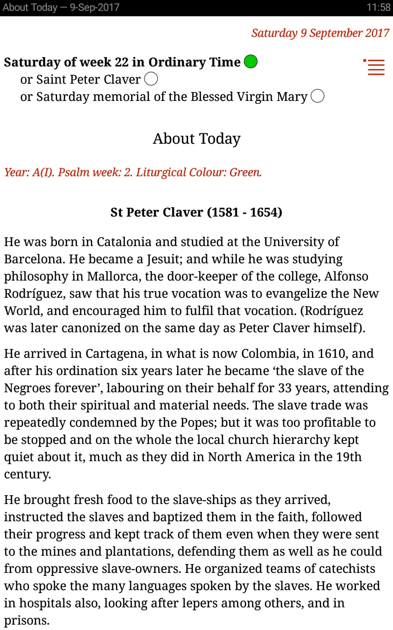Catholic Calendar: Universalis screenshot